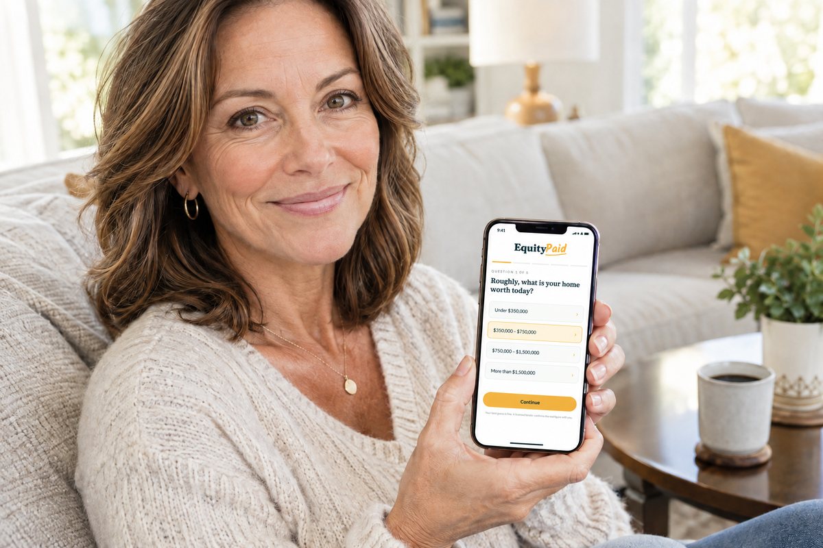 A homeowner answering the first question on her phone